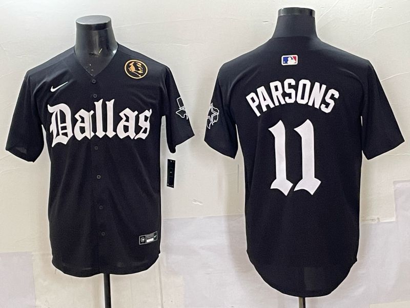 Men 2025 Nike Dallas Cowboys #11 Parsons Black 5th generation Joint Name Limited NFL Jersey 05
